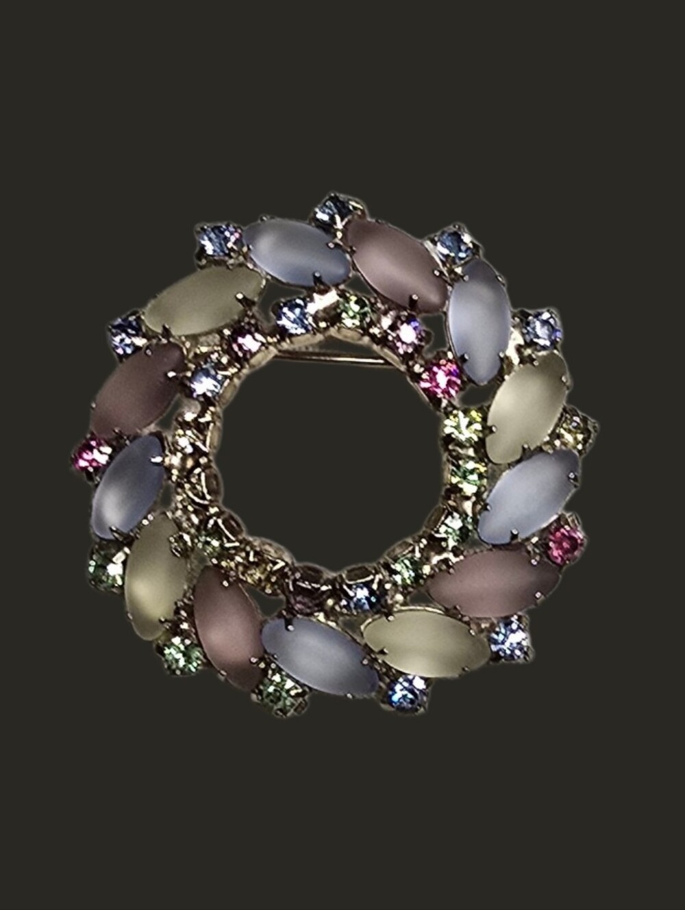 Vintage Givre Glass and Rhinestone Brooch